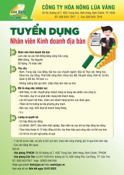 Công ty Hóa nông lúa vàng tuyển dụng nhân viên kinh doanh