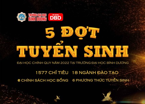 5 đợt tuyển sinh đại học chính quy tại Trường Đại học Bình Dương trong năm 2022