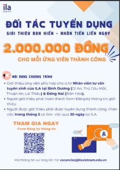 ILA Bình Dương tuyển dụng nhân viên tư vấn tuyển sinh