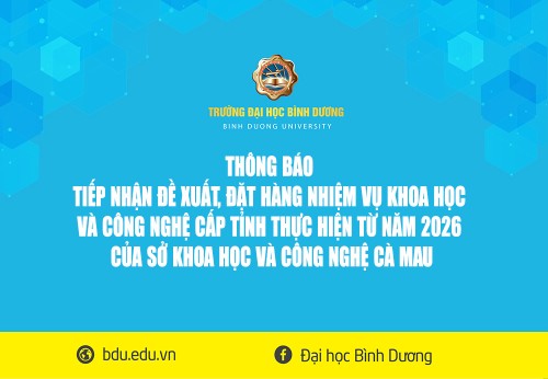 THÔNG BÁO TIẾP NHẬN ĐỀ XUẤT, ĐẶT HÀNG NHIỆM VỤ KHOA HỌC VÀ CÔNG NGHỆ CẤP TỈNH THỰC HIỆN TỪ NĂM 2026 CỦA SỞ KHOA HỌC VÀ CÔNG NGHỆ CÀ MAU