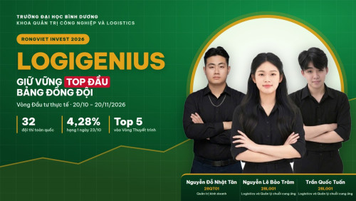 Sinh viên Khoa Quản trị Công nghiệp và Logistics góp mặt trong nhóm dẫn đầu cuộc thi RongViet Invest 2026